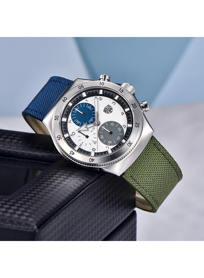 RollsTimi  Men's Chronograph Quartz Watch Stainless Steel Sports Waterproof Analog Wrist Watch for Men Leather Strap, Luminous Hands, Sapphire Dial Glass  - Image 3