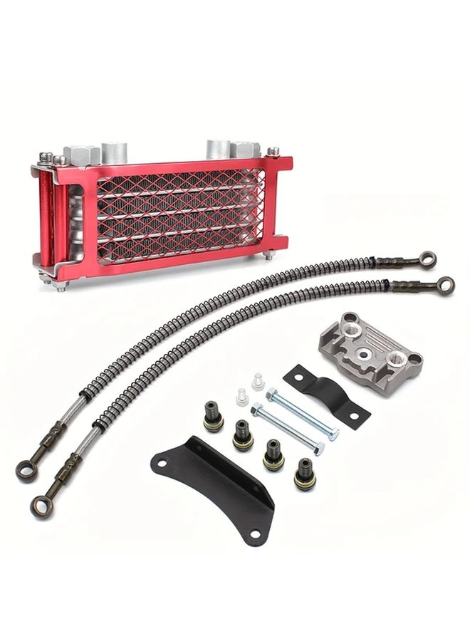 Red Aluminum Oil Cooler Kit for Pit Bike Compatible Honda Yamaha 125 - Image 4