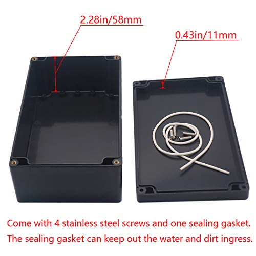 Otdorpatio Project Box ABS Plastic Black Electrical Boxes IP65 Waterproof DIY Electronic Junction Box Power Enclosure 7.87 x4.72 x2.95 inch (200x120x75 mm) - Image 4