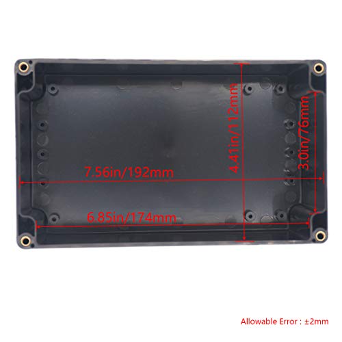 Otdorpatio Project Box ABS Plastic Black Electrical Boxes IP65 Waterproof DIY Electronic Junction Box Power Enclosure 7.87 x4.72 x2.95 inch (200x120x75 mm) - Image 3