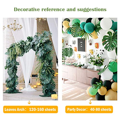 OurWarm 24pcs Large Artificial Tropical Palm Leaves, Faux Safari Leaves Monstera Fake Leaves, Hawaiian Luau Party Jungle Beach Theme Decorations for Birthday Party Safari Table Decorations Supplies - Image 4