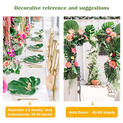 OurWarm 24pcs Large Artificial Tropical Palm Leaves, Faux Safari Leaves Monstera Fake Leaves, Hawaiian Luau Party Jungle Beach Theme Decorations for Birthday Party Safari Table Decorations Supplies - Image 3