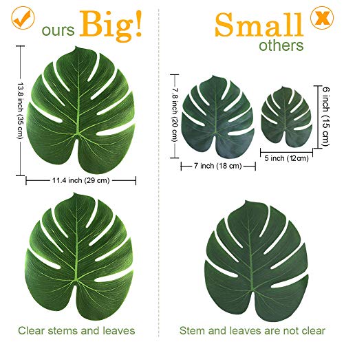 OurWarm 24pcs Large Artificial Tropical Palm Leaves, Faux Safari Leaves Monstera Fake Leaves, Hawaiian Luau Party Jungle Beach Theme Decorations for Birthday Party Safari Table Decorations Supplies - Image 2