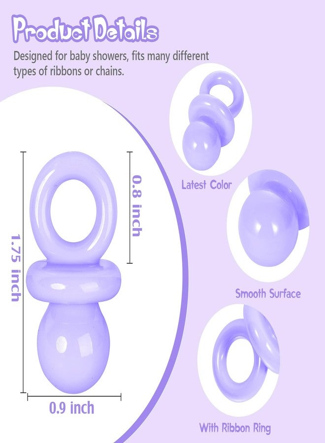 ZYFLSQ 24 Pcs Baby Shower Pacifiers, 1.75 Inch Plastic Pacifiers for Baby Shower Game, Bulk Pacifier for DIY Decoration, Gender Reveal Table Scatter, Hunt Game Props, Party Favors(Purple) - Image 3