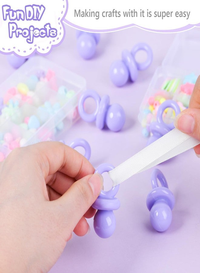 ZYFLSQ 24 Pcs Baby Shower Pacifiers, 1.75 Inch Plastic Pacifiers for Baby Shower Game, Bulk Pacifier for DIY Decoration, Gender Reveal Table Scatter, Hunt Game Props, Party Favors(Purple) - Image 2