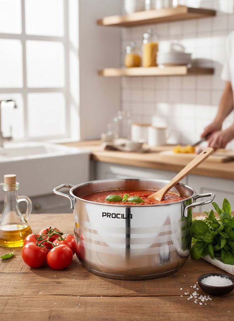 PROCILA Estra Stainless Steel Cooking Pot 16CM Silver With 5 Induction Layers Bottom - Image 2