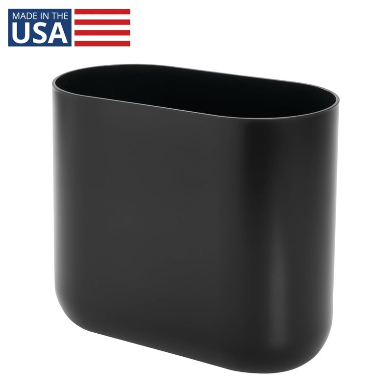 iDesign Small Slim Plastic Bathroom Trash Can, Garbage Can for Bedroom, Office, Desk, Dorm, Black - Image 2