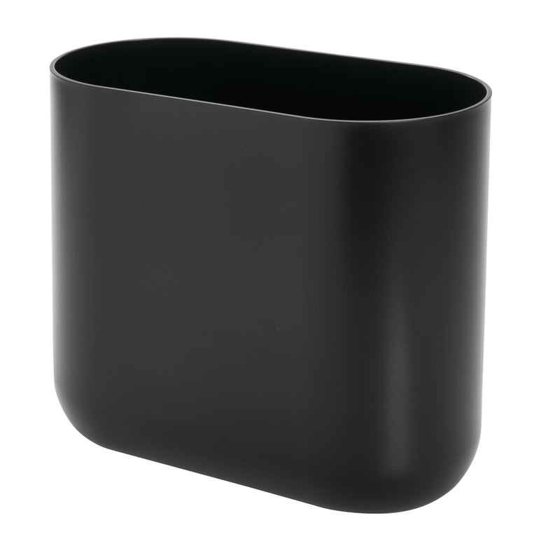 iDesign Small Slim Plastic Bathroom Trash Can, Garbage Can for Bedroom, Office, Desk, Dorm, Black - Image 1