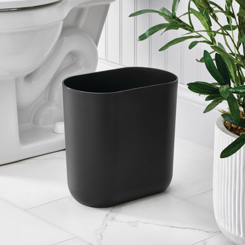 iDesign Small Slim Plastic Bathroom Trash Can, Garbage Can for Bedroom, Office, Desk, Dorm, Black - Image 3