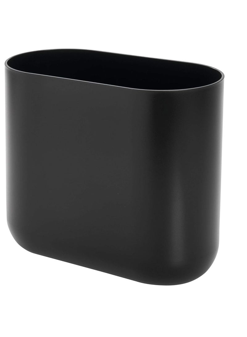 InterDesign iDesign Slim Oval Plastic Waste Basket, The Cade Collection – 10.56” x 5.5” x 9.77”, Matte Black - Image 1
