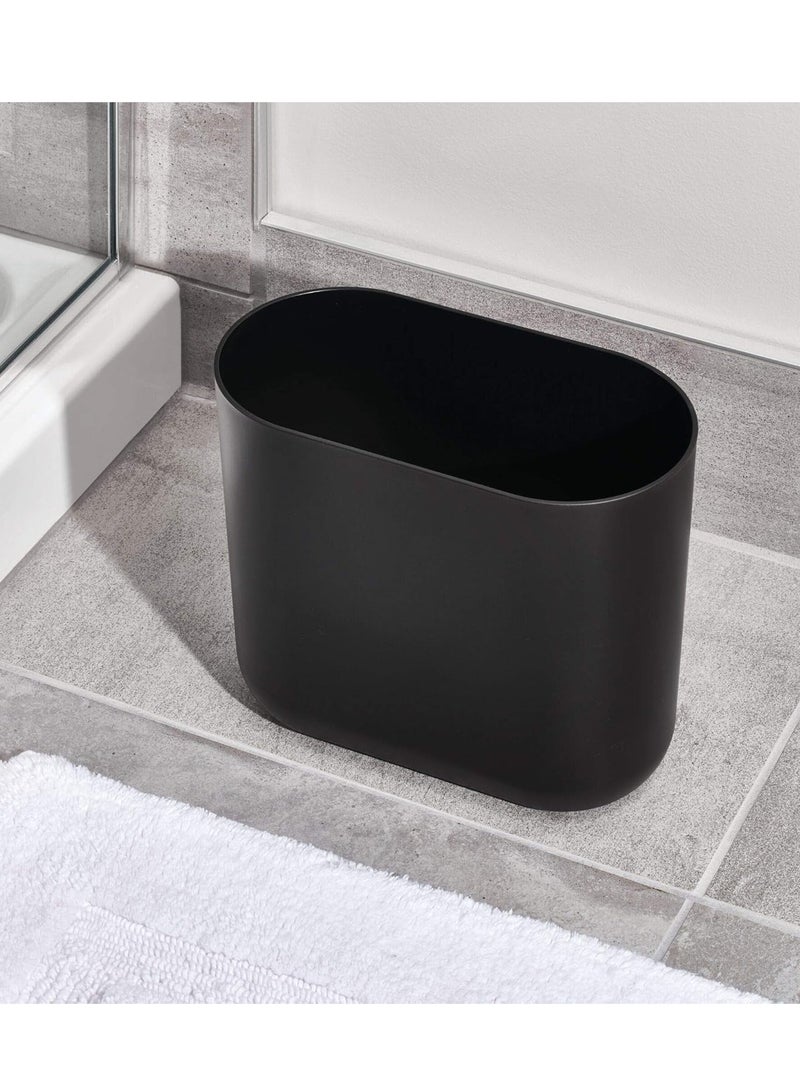 InterDesign iDesign Slim Oval Plastic Waste Basket, The Cade Collection – 10.56” x 5.5” x 9.77”, Matte Black - Image 3
