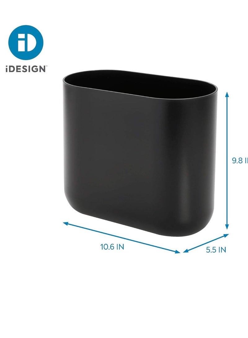InterDesign iDesign Slim Oval Plastic Waste Basket, The Cade Collection – 10.56” x 5.5” x 9.77”, Matte Black - Image 4