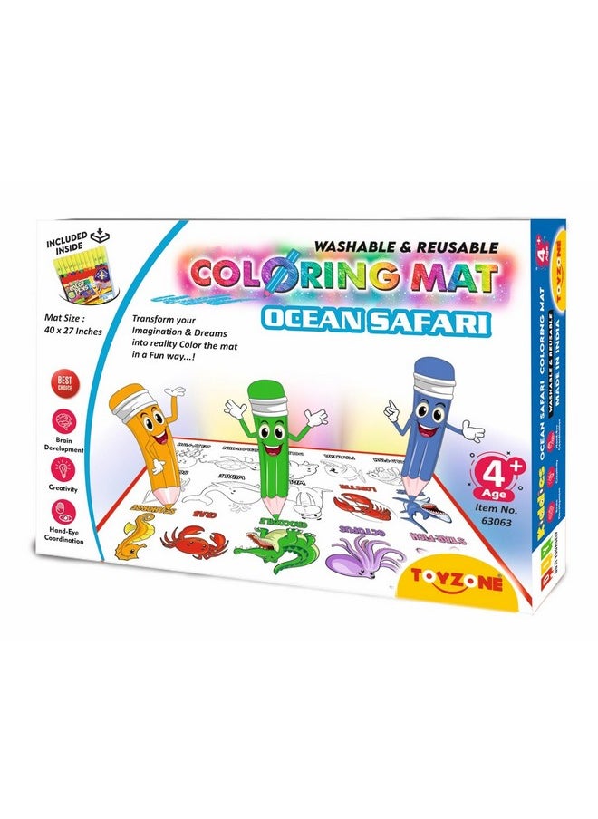 Toy Zone TOYZONE Ocean Safari Coloring Mat | Reusable and Washable |Colouring Mat for Kids 3+ Years 