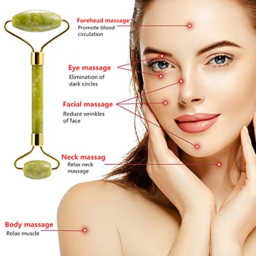 Adbeni Jade Face Roller & Gua Sha Spa tools, Reduce Fine lines, Firming & Serum Application, Beauty Tool for Face Neck Toning, wrinkles on Facial skin, Helps Lymphatic Massage (Shade May Vary) - Image 3