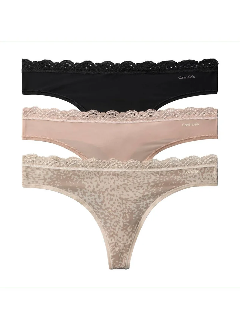 3 Pack Thongs - Micro Stretch With Lace