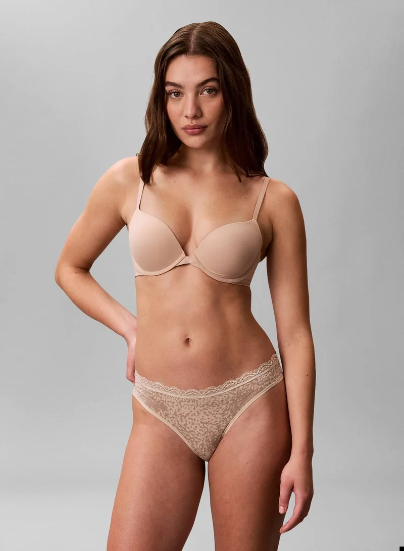 CALVIN KLEIN Black/Cedar/ANIMAL WAVE OXFORD TAN 3 Pack Thongs - Micro Stretch With Lace for Women | Best Price UAE