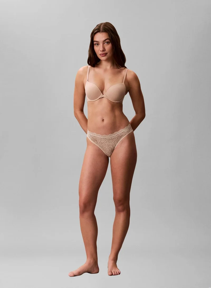 CALVIN KLEIN Black/Cedar/ANIMAL WAVE OXFORD TAN 3 Pack Thongs - Micro Stretch With Lace for Women | Best Price UAE