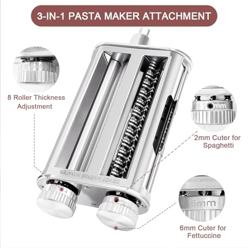 RAFBAR Pasta Maker Attachment for KitchenAid Stand Mixers, 3 in 1 Set Pasta Machine Attachment included Pasta Sheet Roller, Spaghetti Cutter, Fettuccine Cutter - Image 2