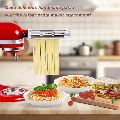 RAFBAR Pasta Maker Attachment for KitchenAid Stand Mixers, 3 in 1 Set Pasta Machine Attachment included Pasta Sheet Roller, Spaghetti Cutter, Fettuccine Cutter - Image 4