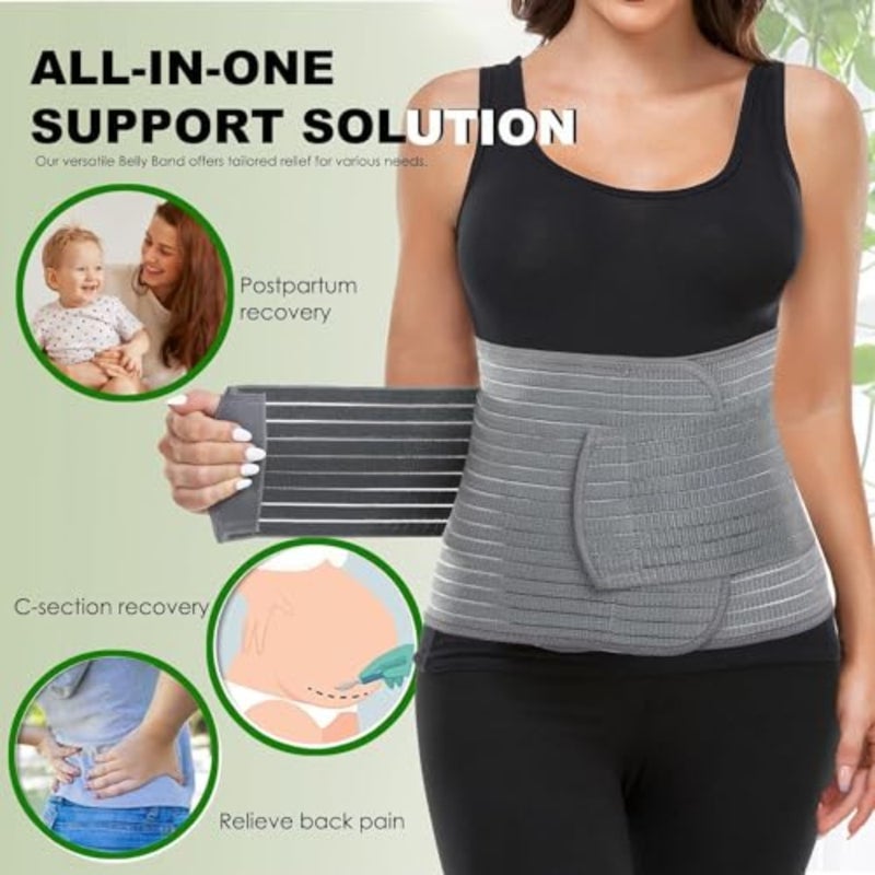 Postpartum Belly Wrap, Postpartum Belly Band, Abdominal Binder Post Surgery Ergonomic 9.5, Abdomen Hernia Support Belt for Men and Women, Waist/Pelvis Belt for Stomach Support Back Pain Relief - Image 3