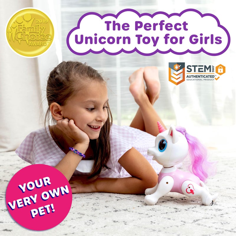 Power Your Fun Robo Pets Unicorn Toy for Girls and Boys - Remote Control Robot Toys with Interactive Hand Motion Gestures, STEM Programmable Treats, Walking, Dancing Robot Unicorn Kids Toy (Pink) - Image 2