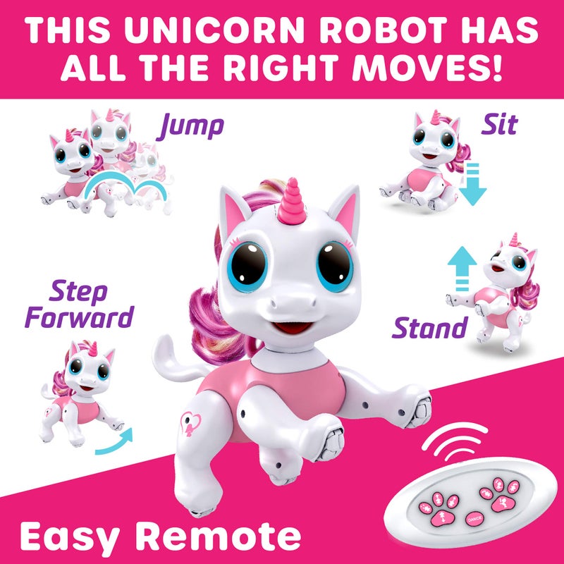 Power Your Fun Robo Pets Unicorn Toy for Girls and Boys - Remote Control Robot Toys with Interactive Hand Motion Gestures, STEM Programmable Treats, Walking, Dancing Robot Unicorn Kids Toy (Pink) - Image 3
