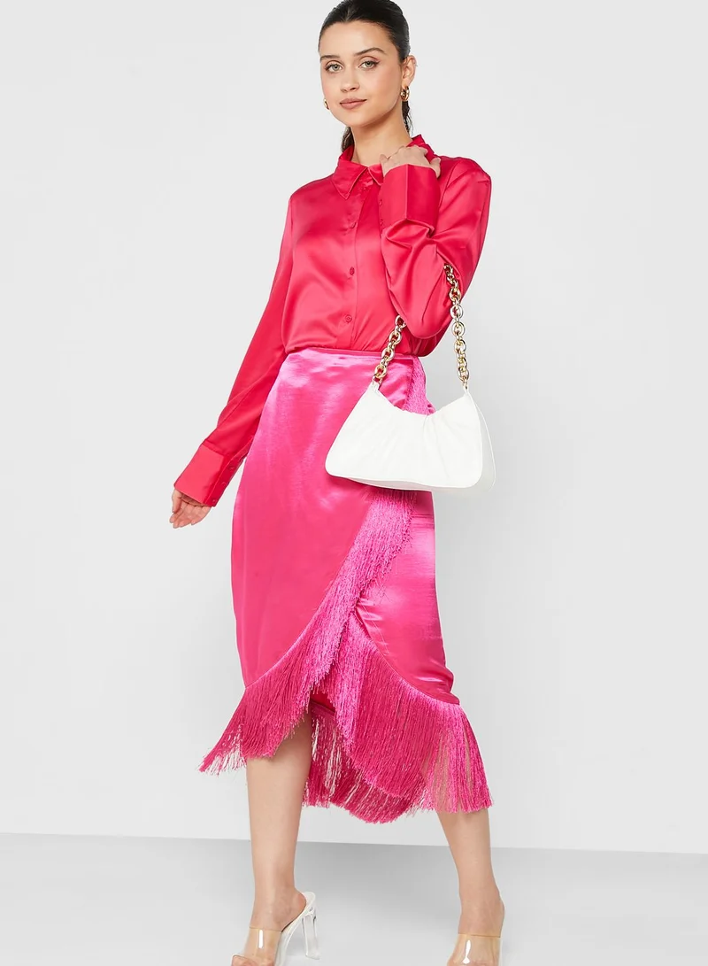 RIVER ISLAND Fringe Detail Midi Skirt