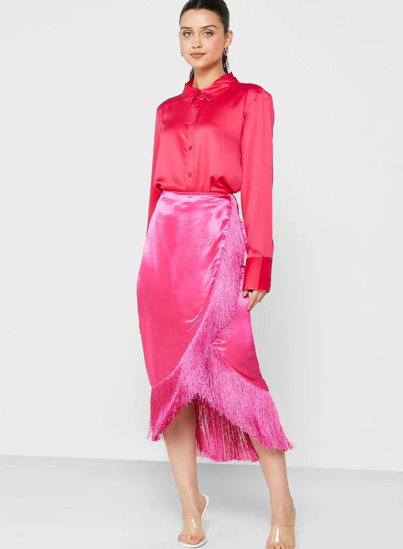 RIVER ISLAND Fringe Detail Midi Skirt