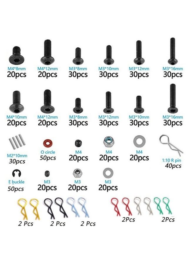 610Pcs Universal Rc Car Parts Screw Tool Kit Screws Assortment Set Hardware Fasteners For Traxxas Axial Redcat Arrma Hpi Scx10 Losi 1/8 1/10 1/12 1/16 Scale Rc Cars Trucks Crawler Rc Screw Kit
