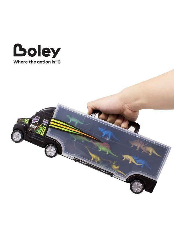 BOLEY Boley 14-Piece 16" Dinosaur Transport - Miniature Dino Figures, Semi Truck Trailer Toy with Collapsible Handle - Image 2