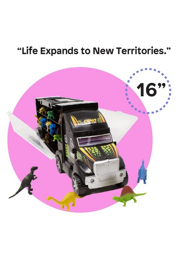 BOLEY Boley 14-Piece 16" Dinosaur Transport - Miniature Dino Figures, Semi Truck Trailer Toy with Collapsible Handle - Image 3