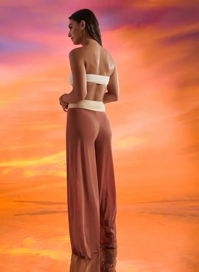 Styli  Pack of 3 -  Bandeau Top with Detachable Strap, Bikini Brief and Wide Leg Pants for Women | Best Price UAE