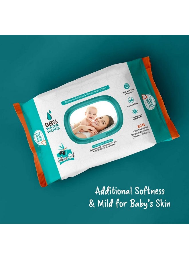 BuddsBuddy Olive Oil Based Natural Wipes With Lid For Babies With The Goodness Of Aloe Vera & Olive Oil | Moisturizing Wipes For Baby Skin | Antibacterial Baby Wipes|400 Pieces| Combo Of 5 X 80 Pieces  - Image 5