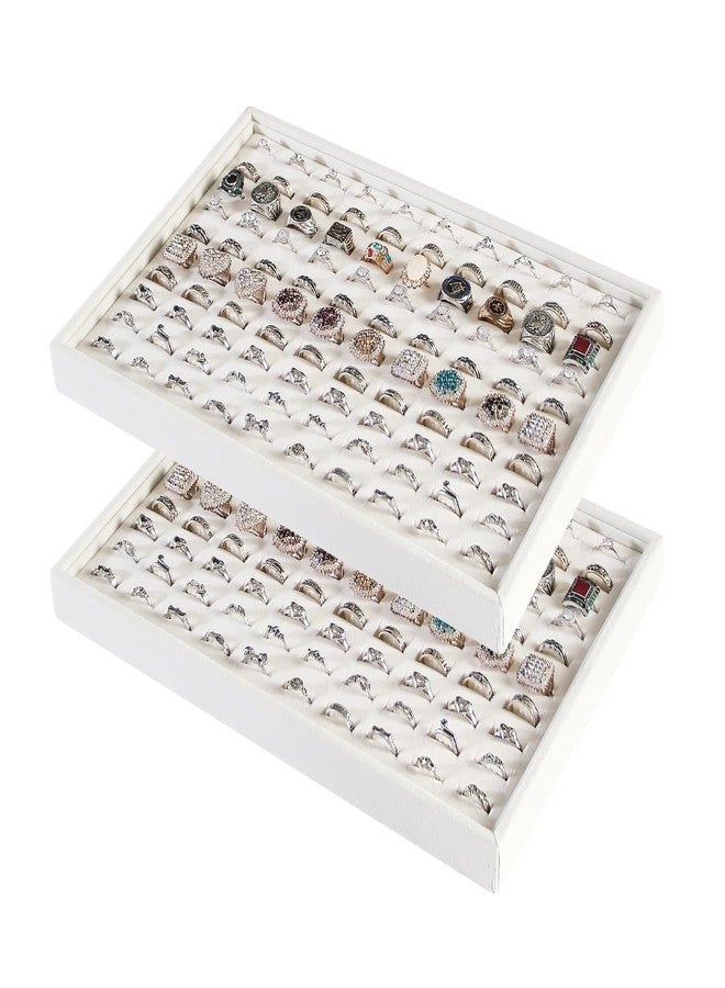 Coward 2Pcs/Set Stackable Ring Organizer Tray Beige Velvet Ring Earring Stud Jewelry Display Holder Tray for Store Selling or Home Show Storage - Image 1