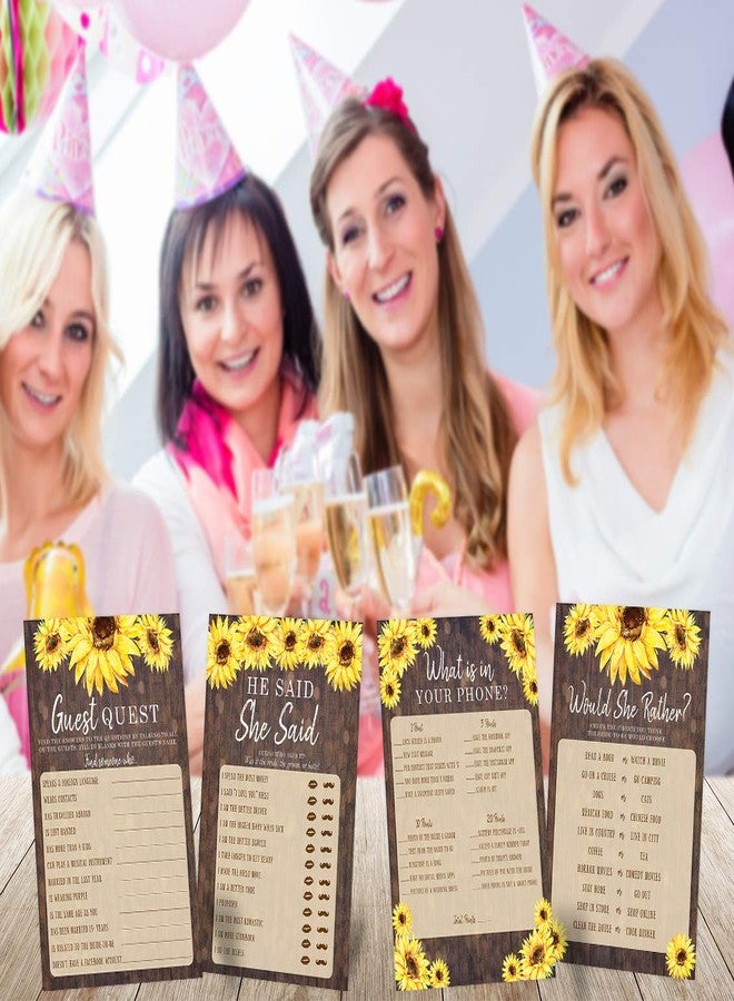 يور ماين إيفينت برينتس مطبوعات Your Main Event لألعاب حفل توديع العزوبية بطابع عباد الشمس، ألعاب "قال وقالت"، لعبة البحث عن الضيف، لعبة "هل تفضلين؟"، لعبة الهاتف، 25 لعبة من كل نوع - مطبوعة على الوجهين - لعبة واحدة على كل جانب - Image 4