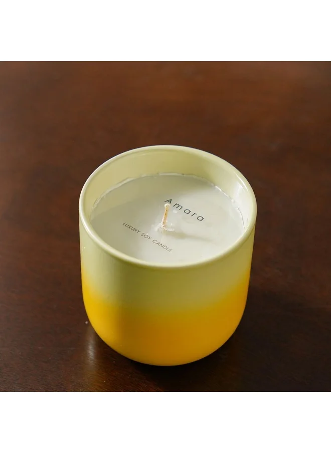 دانوب هوم Amara Ceramic Candle Ceramic Candle Holders Decorative Candle Holders Candlelight Dinner DÃ©cor Candle Display Pieces Housewarming Gifts for Table Centerpiece Wedding Multi Yellow 10.5X10.5Cm 480G