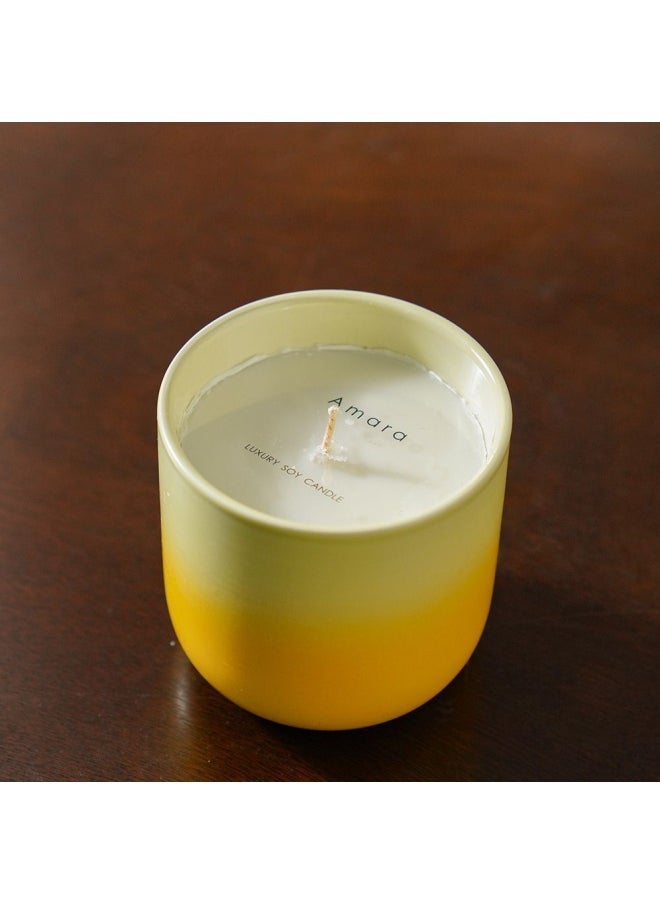 DANUBE HOME Amara Ceramic Candle Ceramic Candle Holders Decorative Candle Holders Candlelight Dinner DÃ©cor Candle Display Pieces Housewarming Gifts for Table Centerpiece Wedding Multi Yellow 10.5X10.5Cm 480G  - Image 2