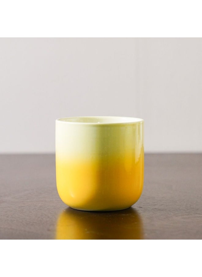 DANUBE HOME Amara Ceramic Candle Ceramic Candle Holders Decorative Candle Holders Candlelight Dinner DÃ©cor Candle Display Pieces Housewarming Gifts for Table Centerpiece Wedding Multi Yellow 10.5X10.5Cm 480G  - Image 1