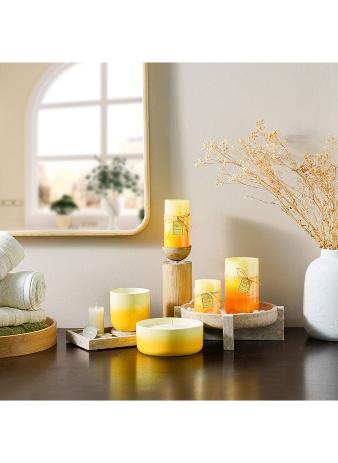 DANUBE HOME Amara Ceramic Candle Ceramic Candle Holders Decorative Candle Holders Candlelight Dinner DÃ©cor Candle Display Pieces Housewarming Gifts for Table Centerpiece Wedding Multi Yellow 10.5X10.5Cm 480G  - Image 3
