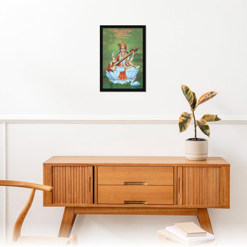 Mad Masters Mata Saraswati Devi Goddess of Knowledge Painting Photo Frame for Living Room Bedroom Home Decor and Wall Decoration MM 3464 12x18 Inch Paper Without Plexi Glass - Image 5
