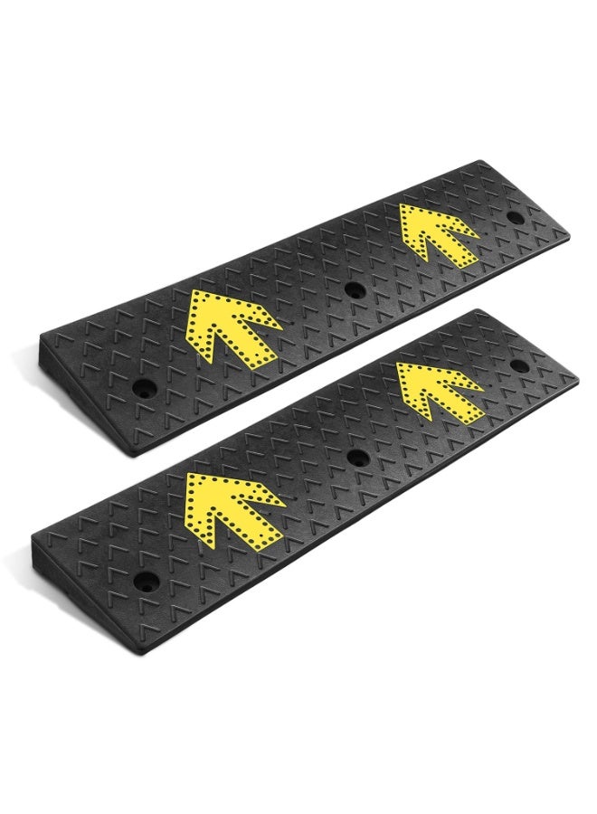 منحدر عتبة مطاطي بارتفاع 2 بوصة، منحدر عتبة مطاطي شديد التحمل، منحدر عتبة، 39.3 بوصة طول × 11.8 بوصة عرض × 5.5 بوصة ارتفاع، مناسب لرصيف التحميل والمستودعات والكراسي المتحركة والدراجات النارية والسيارات - Image 1