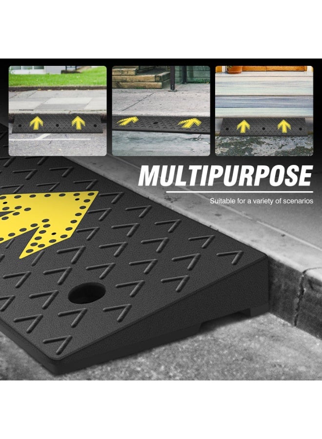 منحدر عتبة مطاطي بارتفاع 2 بوصة، منحدر عتبة مطاطي شديد التحمل، منحدر عتبة، 39.3 بوصة طول × 11.8 بوصة عرض × 5.5 بوصة ارتفاع، مناسب لرصيف التحميل والمستودعات والكراسي المتحركة والدراجات النارية والسيارات - Image 4