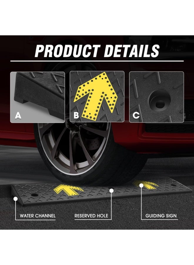 منحدر عتبة مطاطي بارتفاع 2 بوصة، منحدر عتبة مطاطي شديد التحمل، منحدر عتبة، 39.3 بوصة طول × 11.8 بوصة عرض × 5.5 بوصة ارتفاع، مناسب لرصيف التحميل والمستودعات والكراسي المتحركة والدراجات النارية والسيارات - Image 3
