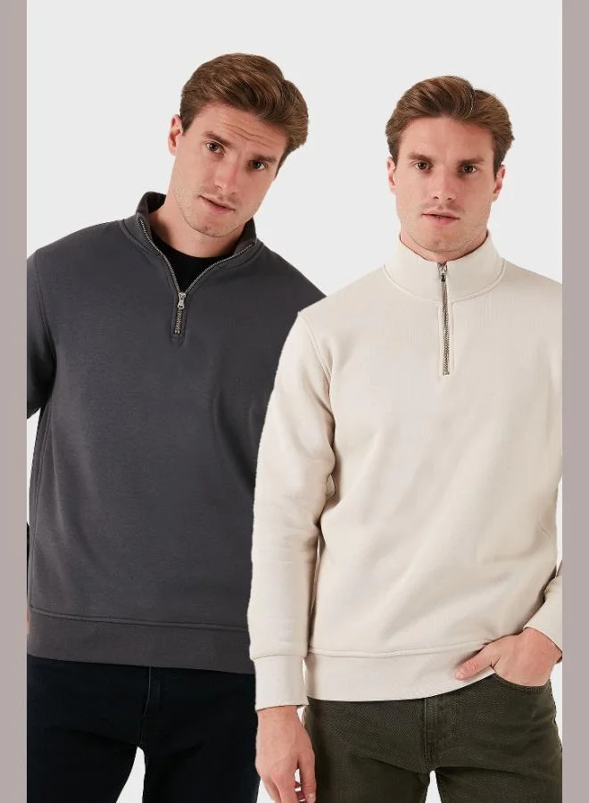 Buratti Cotton Regular Fit Stand-Up Collar 2-Pack Men's Sweatshirt 59052592S2