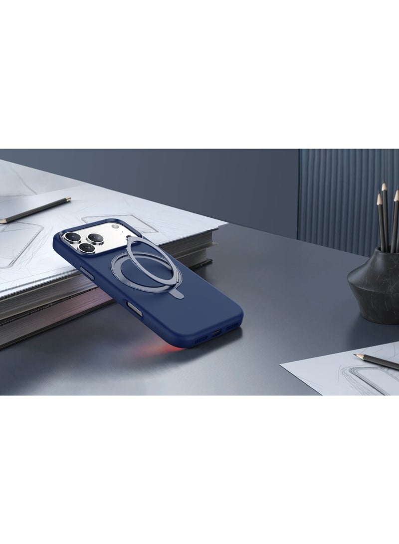 LEVELO Iris Pro MagSafe Liquid Silicone Case for iPhone 17 Pro with Kickstand & Premium Silicone Grip / Shock-Resistant Bumper / Aluminum Alloy Frame for Camera & Buttons / Strong Magnets - Dark Blue - Image 2