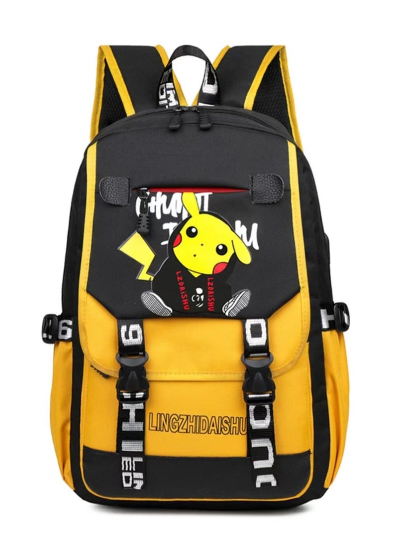 Pokemon Pikachu Backpack Set School Backpacks Large Capacity Bookbag Casual Daypack Schoolbag - Image 1