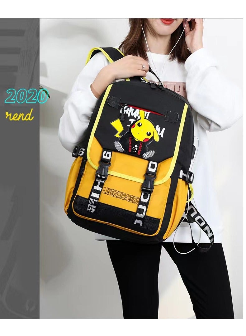 Pokemon Pikachu Backpack Set School Backpacks Large Capacity Bookbag Casual Daypack Schoolbag - Image 3
