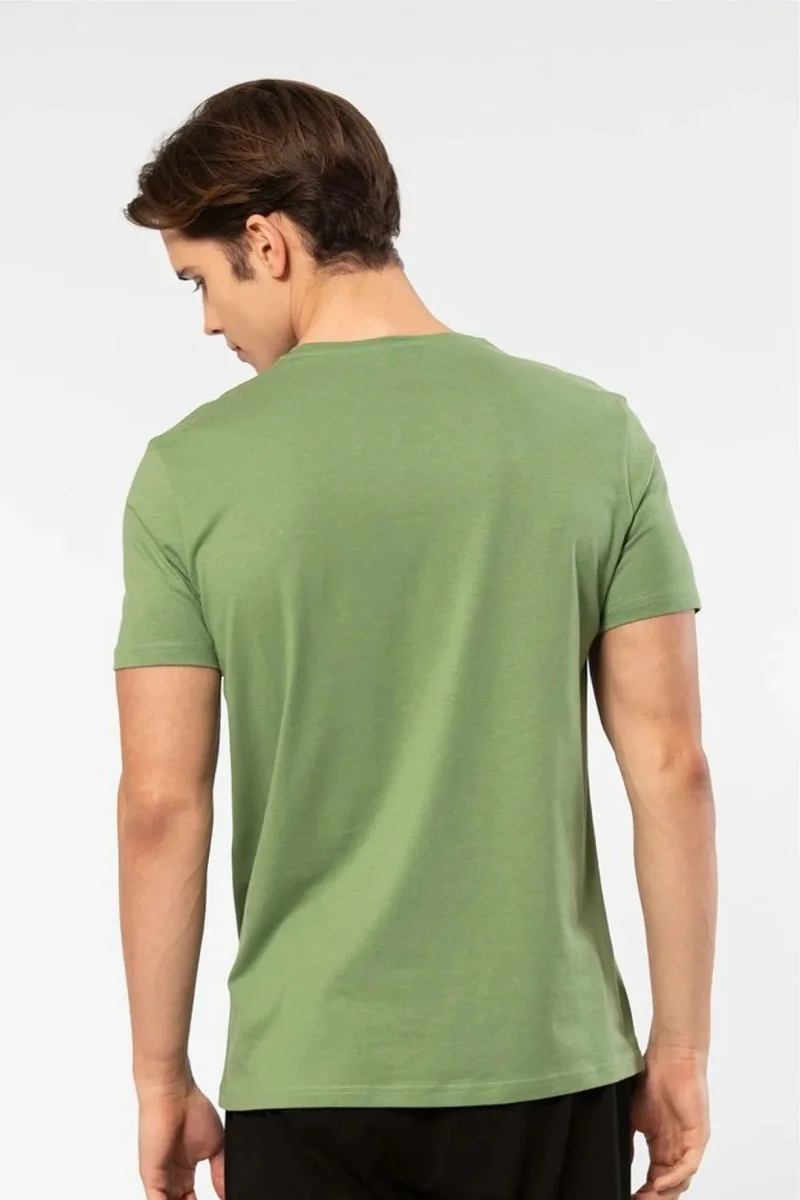 cacharel 2170 Men's Modal Cotton V-Neck Short Sleeve T-Shirt-Green