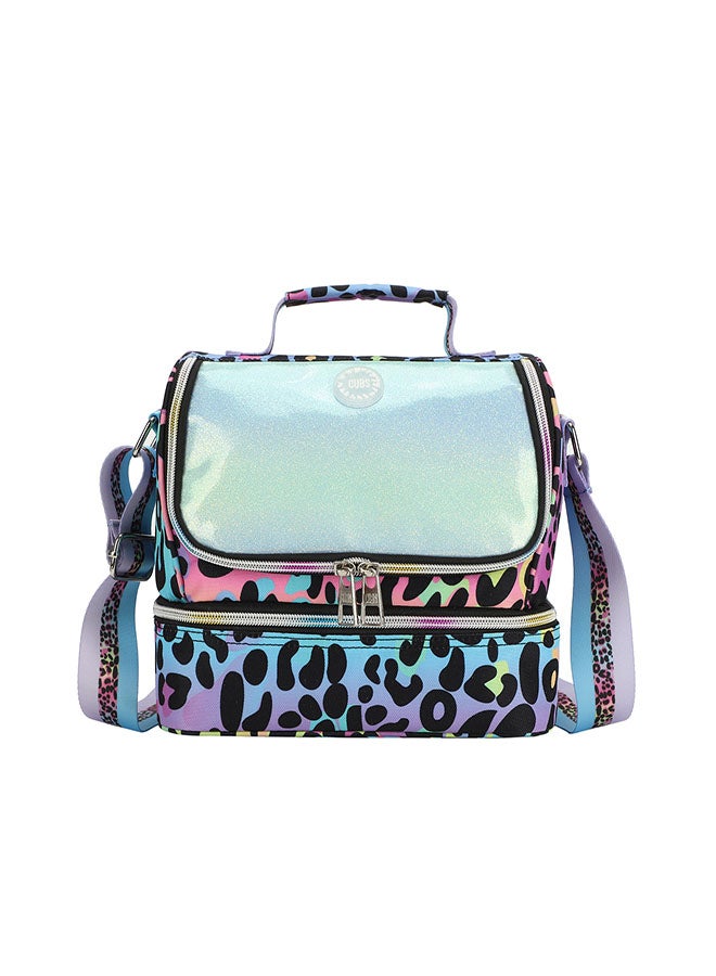 CUBS حقيبة غداء مزدوجة الطبقات مقاومة للماء بنقشة الفهد مع حزام كتف قابل للإزالة لحمل وجباتك المفضلة إلى المدرسة أو العمل أو أثناء السفر - Image 1