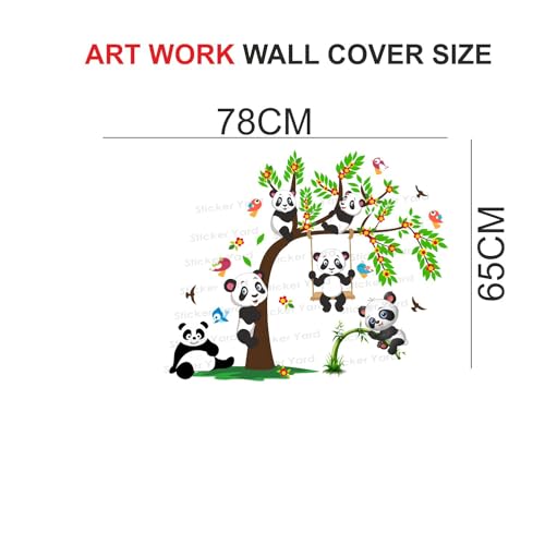 Sticker Yard PVC Vinyl Panda Tree Swing Self-Adhesive Wall Sticker for Home Decor/Decoration - Living Room, Bedroom, Kids Room (Multicolor,Size 78X65CM) - Image 4
